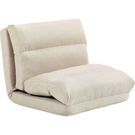 Fauteuil convertible lounge inclinable 90° à 180° en tissu beige - 70 x 72 x 56 cm, confort et style pour votre intérieur