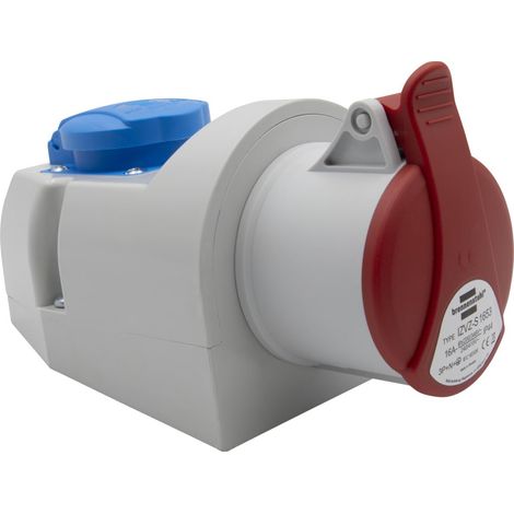 Prise murale électrique CEE 400 V/16 A 5 pôles + Schuko, prise industrielle couvercle, intérieur/extérieur, atelier, garage (1/5)