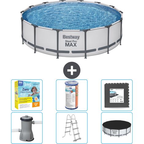 Piscine Bestway ronde Steel Pro MAX - 427 x 107 cm - Grise - Comprend des Accessoires CB35 (1/4)