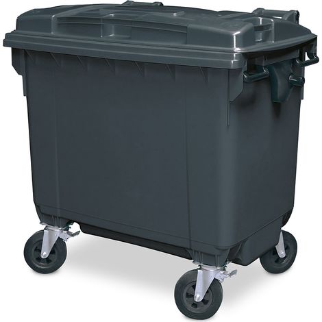 BRB Müllcontainer/MGB 660 Liter, EN 840-6, BxTxH 1360x765x1235 mm, grau mit farbigem Deckel (grau/grau)