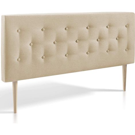 Cabecero Tapizado ZEUS 140x100. Capitone En Tela Beige Tostado. Para Cama De 135. Grosor De 8 Cm (1/4)