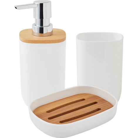 Set salle de bain 3 pièces uni en bambou (1/5)