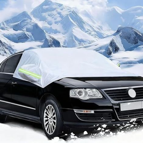 Couverture Pare-Brise Voiture, Protège Pare Brise Hiver avec 4 Crochets et 2 Housses de Rétroviseurs, Couverture Pare Brise Voiture Hiver pour Anti Givre Neige Glace UV, 240x145cm (1/4)