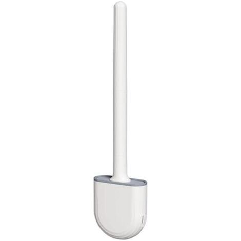 royaluxe -Brosse WC Silicone Plate- Brosse Toilette et Supports, Anti-goutte, Antibactérienne, Balayette WC Ventilée, Séchage Rapide sans Odeur, Balai WC Montage Mural/au Sol, Salle de Bain et WC Blan (1/5)