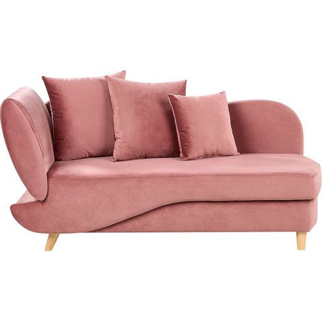Left-Hand Chaise Lounge MERI Velvet Pink with Storage