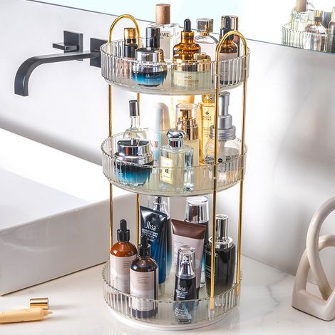 3-Tier Round Rotating Organizer for Cosmetics and Skincare (1/2)