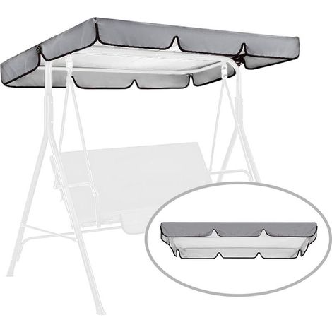 Auvent de remplacement pour balancelle de terrasse extérieure, housse imperméable pour balancelle de porche, housse pour hamac de jardin, auvent uniquement (gris, 164 x 114 x 15 cm) (1/5)