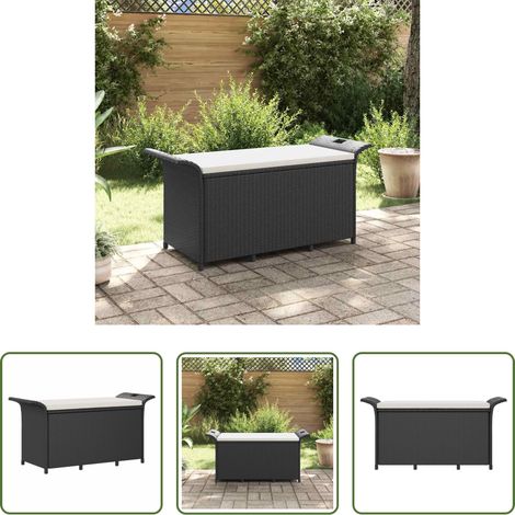vidaXL Poly Rattan - Gartenbank mit Kissen Schwarz 116x46x57 cm Poly Rattan (1/5)