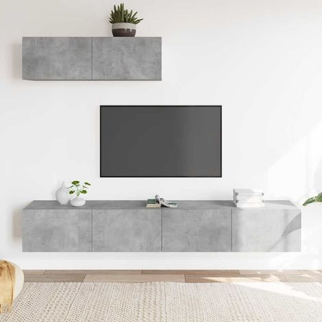 3-tlg. TV-Schrank-Set Betongrau Holzwerkstoff