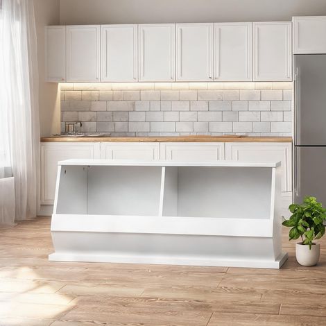 Buffet Meuble 2 casiers en MDF blanc 90 x 36 x 35 cm à monter (1/5)