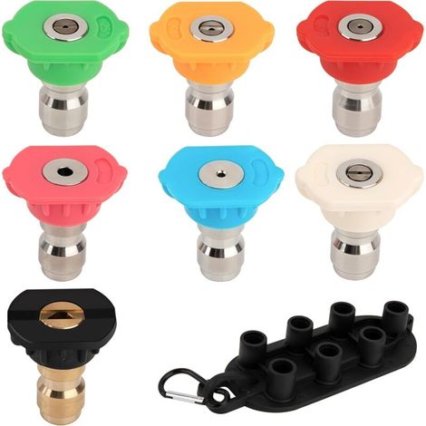 Buse Turbo pour Nettoyeur Haute Pression, 7 Pièces Embouts de Buse de Pulvérisation pour Laveuse à Pression, Connexion Rapide 1/4", 4000 PSI, pour le Nettoyage de Voiture et le Jardinage
