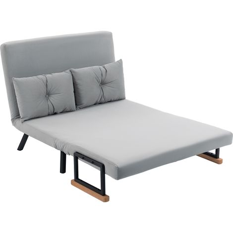 HOMCOM Divano Letto Vellutato con Schienale Regolabile Grigio Chiaro (1/5)