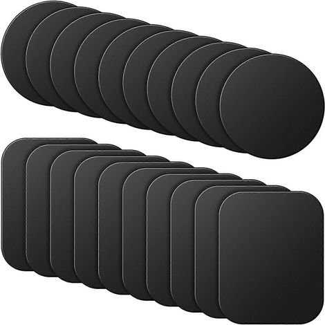Lot de 20 plaques métalliques autocollantes pour téléphone portable, fixation magnétique pour voiture.-4.5X3.5CM-Black (1/3)