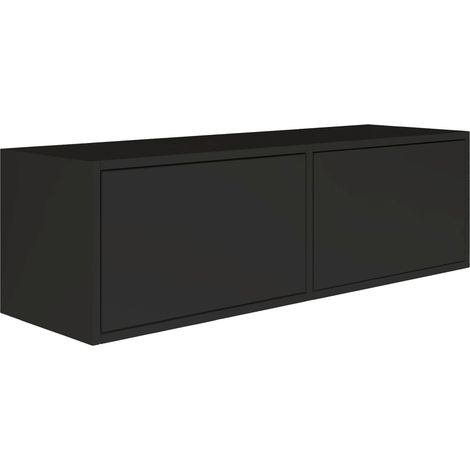 Selsey FRAMME – mueble TV suspendido con dos puertas – negro – 100 cm