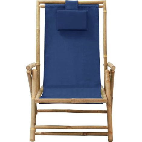 Maison Exclusive - Fauteuil pliant inclinable en bambou et tissu bleu marine (1/5)