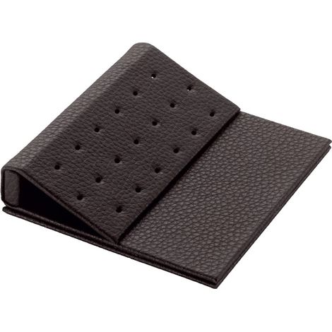 Accessoire dressing porte boucles d'oreilles - Longueur : 126 mm - Largeur : 136 mm - Matériau : Simili cuir - Décor : Marron moka - SALICE (1/2)