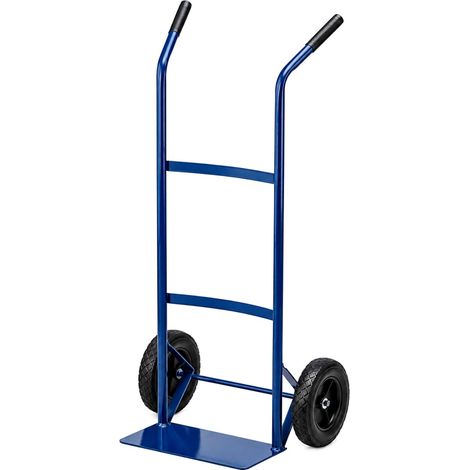 Carrello per trasporto merce a mano in Acciaio mis. 48x38x100 cm di colore blu con 2 ruote e pala da 35x18 cm - Portata Max 80 Kg (1/5)