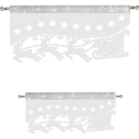 Set: Gardinenblende, Weihnachtsmann im Schlitten, GLAMOURÖSE WEIHNACHTEN 90x45 60x35