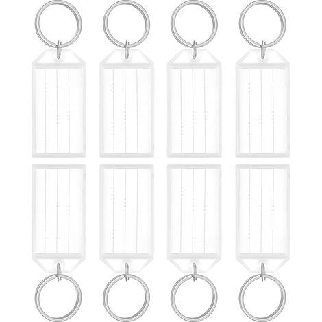 Pack of 20 durable 5cm plastic labels with white item identifiers, blank paper labels, transparent covers and split rings (1/5)