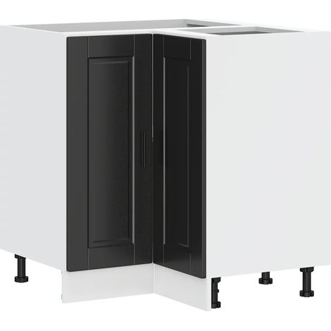 Mueble de cocina esquinero de diseño moderno con almacenamiento optimizado 75,5 x 75,5 x 81,5 cm madera de ingeniería negra 020050293 (1/5)