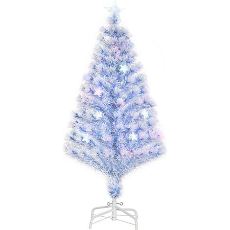 Sapin de Noël artificiel avec 3 lumières LED, en PVC et métal, blanc et bleu, Ø60 x 120 cm (hauteur) (1/5)