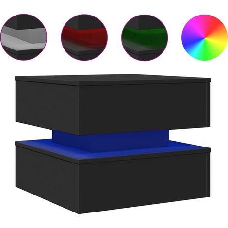 Maison Exclusive - Couchtisch mit LED-Leuchten Schwarz 50x50x40 c