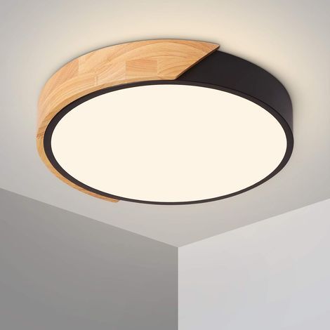 Plafonnier LED 30W Lampe Plafond avec Télécommande Luminosité Réglable Luminaire Salle de Bain Rond Ultra Mince Moderne pour Maison Bureau Chambre Salon Cuisine Balcon Couloir, Noir 40 cm (1/5)