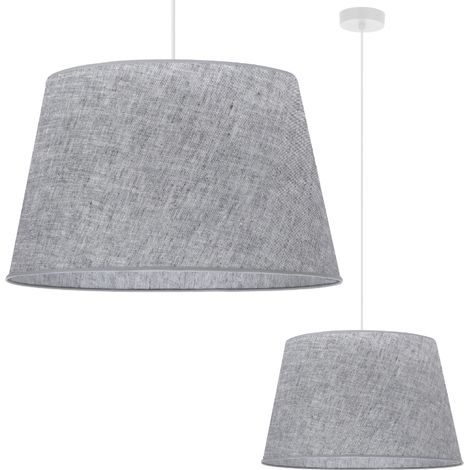 LÁMPARA COLGANTE, CONO DE LINO, BLANCO, 1 PLANA, PANTALLA GRIS L03 44CM