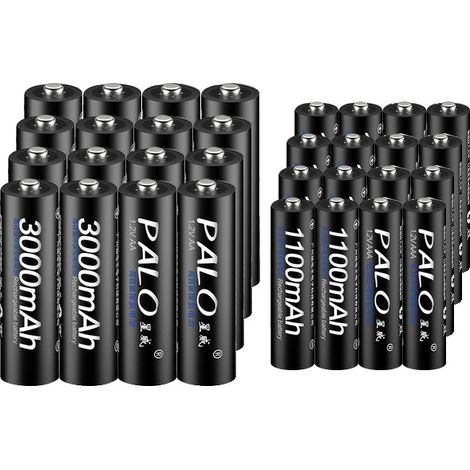Batteries Rechargeables, NiMH, Chargeur Intelligent, 16AA et 16AAA (1/2)