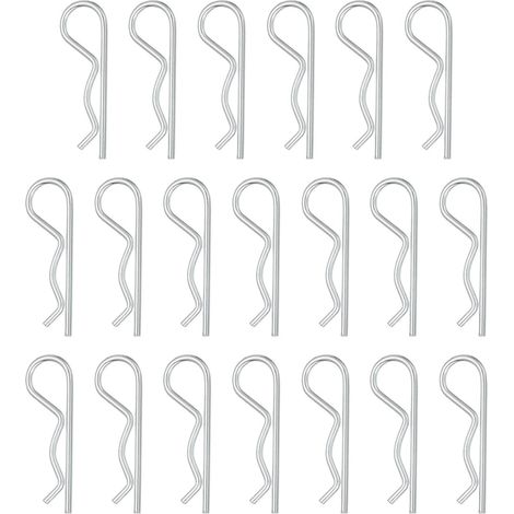 50 Pcs Goupille D'Attelage, 3mm x 65mm R Clips En Acier Au Carbone Goupilles De Retenue Goupilles Fendues Kit D'Assortiment Tracteurs Tondeuses Camions Goupille D'Attelage, Argent (1/5)