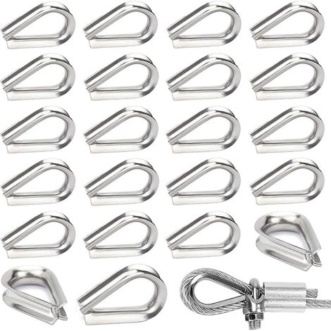 30 Pièces M6 Cosses de Câble Métallique en Acier Inoxydable 304 Cosse Coeur pour Cable Acier pour Câble Métallique 6mm (1/5)