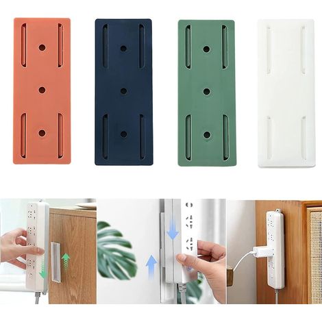 punch-free Adhesive Socket Holder, 4pcs Punch-free Adhesive Socket Holder, Self-adhesive Power Strip Holder For Kitchen Office, Self Adhesive Desk (1/5)