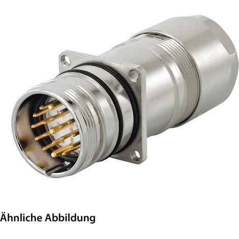 HUMMEL SET inkl. Kontakte M23 Signal Wanddurchführung Kupplung, Löteinsatz gerade Polzahl 9-pol. 1+8, Stift Hinterwand, Kabelabgang gerade, Klemmbereich 3,0mm - 7,0mm - 1 Stück
