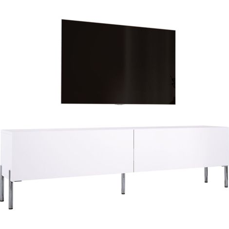 Meuble TV : Blanc Mat, pieds Chrome, 170 × 52 × 32 cm (1/5)