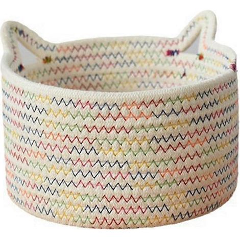 Petit panier tressé, panier de rangement coloré, panier de rangement de bureau, panier de rangement en corde de coton tressée à la main A (1/5)
