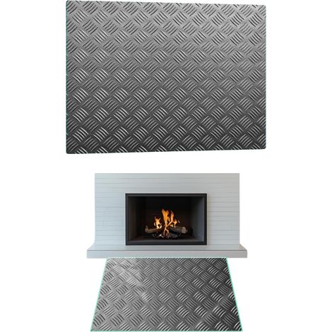 SOPORTE PARA CHIMENEA DE CRISTAL TEMPLADO, VIDRIO DE CABRA, DIMENSIONES 52x45cm, GRÁFICOS DE METAL (1/5)