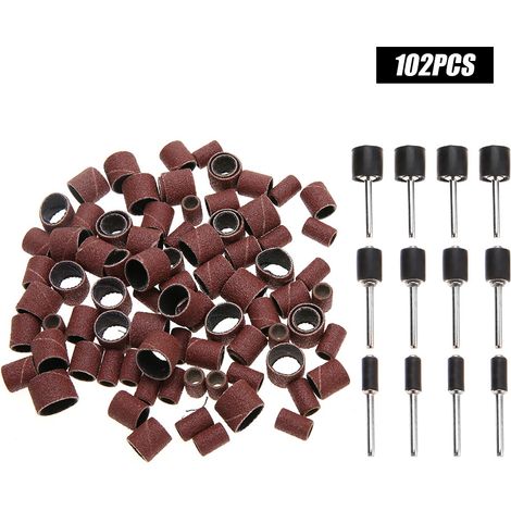 Bande de polissage, kit de tambour de ponçage 102 pièces, meulage portable 120 grains pour machine rotative métal bois