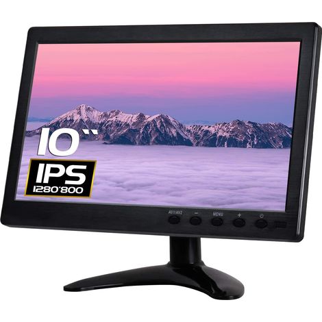 10.1 Pouces IPS Moniteur, ¨Cran Couleur HD 1280 800, Moniteur de Surveillance Vid¨o et Audio Grand Angle de Vue - Moniteur avec Entr¨e HDMI/AV/VGA/BNC et Sortie ¨couteur (1/5)