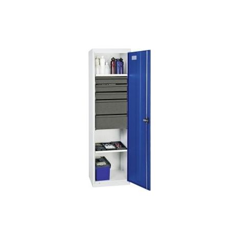 Stumpf Armoire à outils et matériaux Série 3000 gris clair / bleu gentiane + 3 tiroirs 100 mm + 2 tiroirs 200 mm + 2 étagères télescopiques - 3005674