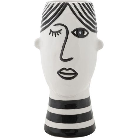 Vaso Face 13,2x11,8x26,3 cm in Porcellana Bianco e Nero (1/5)