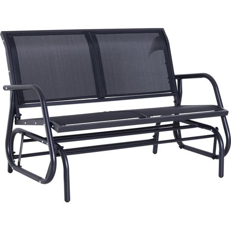 Panchina Dondolo da Giardino 2 Posti in Metallo Grigio 123x70x87 cm (1/5)