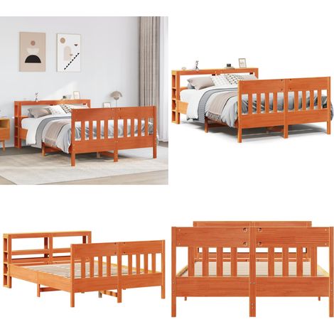 Letto senza Materasso Marrone Cera 120x190 cm in Legno di Pino - Letto in legno - Testiera per letto