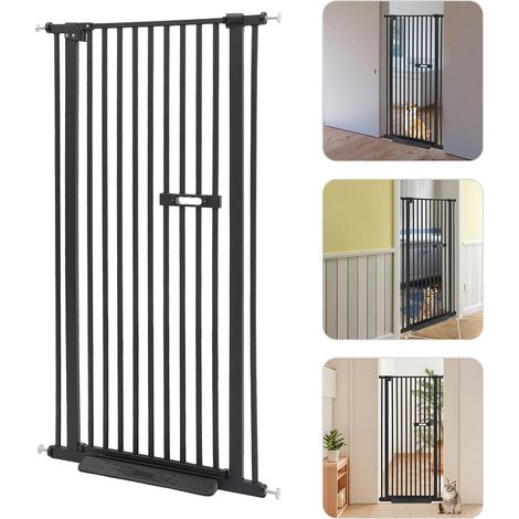 Absperrgitter Hund, Türschutzgitter Extra Hoch 76-85cm, Ausziehbares Katzentiertor Hundeschutzgitter Hundetür für Haustiere, Hunde und Katze (Schwarz, 150cm)