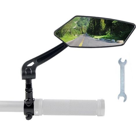 CCYKXA Bicycle Handlebar with Large Mirror Surface, Electric Bike Rearview Mirror, Electric Scooter, Mountain Bike, 360° Foldable, for 22-27mm Handlebars, Shatterproof Glass Mirror (Right)