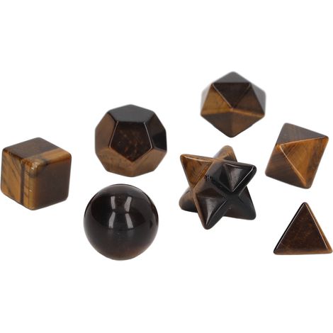 Lot de 7 pierres de cristal Chakra géométriques, kit de guérison énergétique pour méditation, décoration maison, teinte jaune, pierres précieuses naturelles. (1/5)