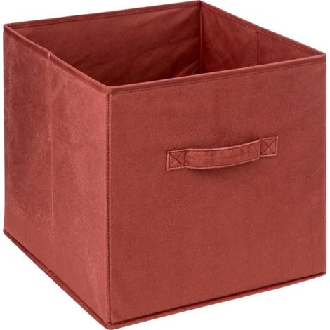 Five Simply Smart – Boîte de rangement carrée en velours terracotta 31x31cm – Polypropylène et polyester – Épaisseur 0,2cm – Collection Mix N Modul (1/2)