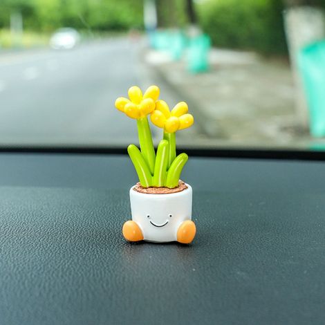 Pot De Fleurs - Décoration En Résine Pour Bureau Voiture Intérieur - Ornement Miniature Pour Intérieur Extérieur - Lot De 1 (1/4)