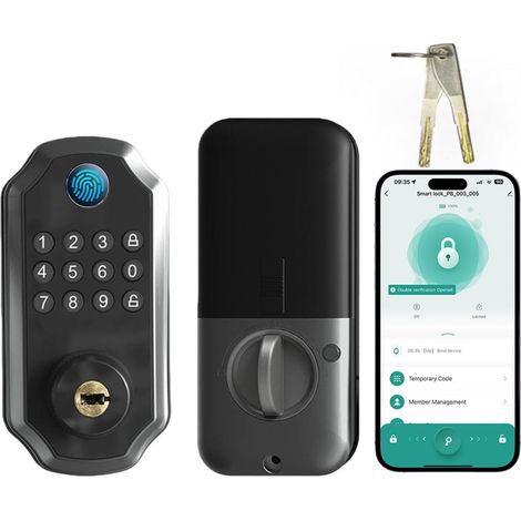 Serrure intelligente, serrure de clavier électronique, serrure de porte d'empreinte digitale, serrure de porte d'entrée intelligente à télécommande App, adaptée à la porte d'entrée de l'appartement, g (1/5)