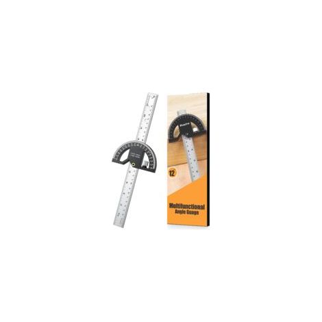 Rapporteur d'angle, Règle de Marquage et Mesures en Menuiserie, Outil de Règle de Menuiserie 300mm Acier Inoxydable, Chercheur d'angle 0-180° pour Peinture Dessin Mesurer (1/5)