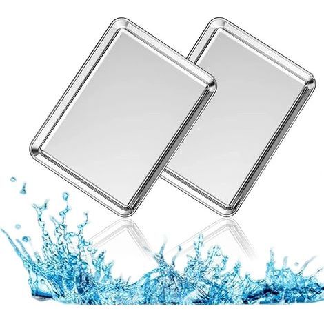 2Pcs Mini Stainless Steel Baking Tray, Oven Tray, Rectangular Oven Tray, Stainless Steel Baking Sheet, Rectangular Baking Tray
